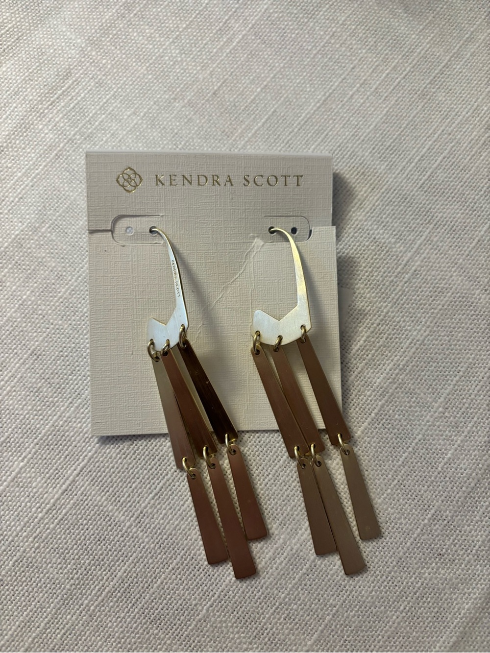 Kendra Scott Gold & Brown Layered Bar Drop Earrings